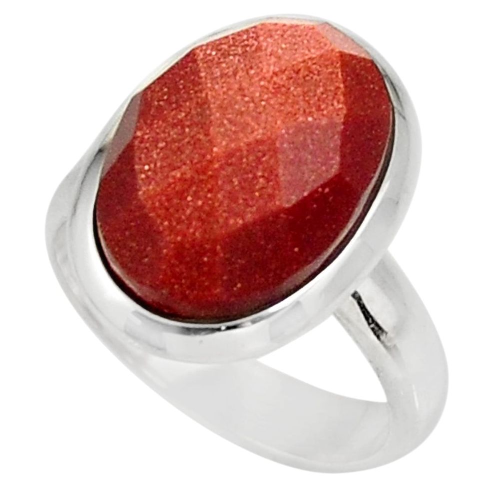 7.33cts natural brown goldstone 925 silver solitaire ring jewelry size 5 d38967