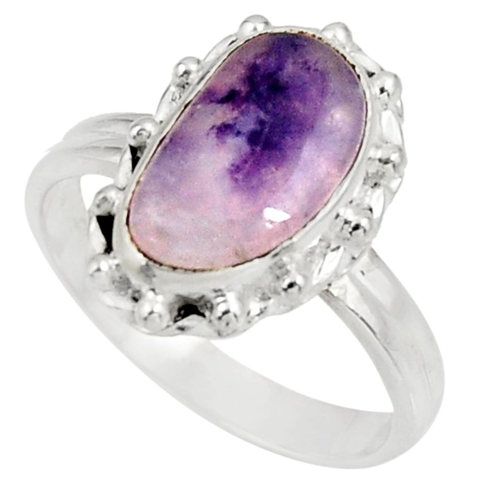 4.69cts natural purple tiffany stone 925 silver solitaire ring size 8 d38971
