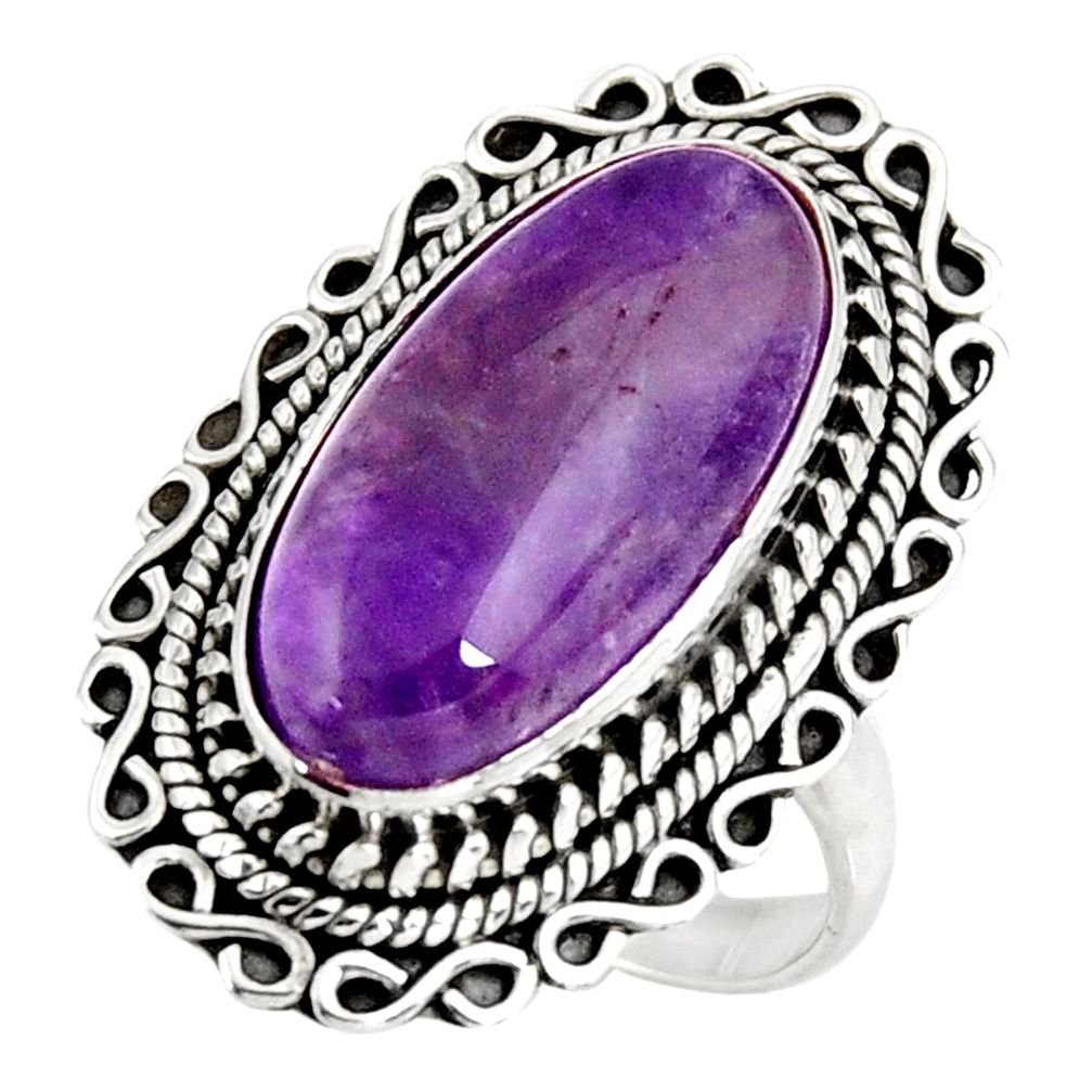 purple chevron amethyst 925 silver solitaire ring size 8 d38998