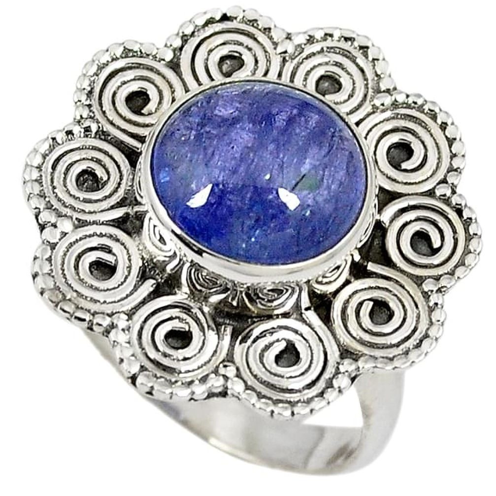 Natural blue iolite 925 sterling silver solitaire ring jewelry size 7 j18173