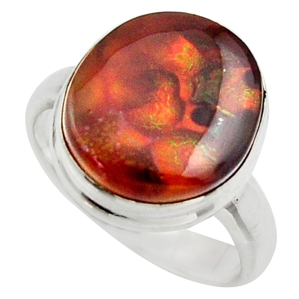 6.53cts natural mexican fire agate 925 silver solitaire ring size 7 r17041