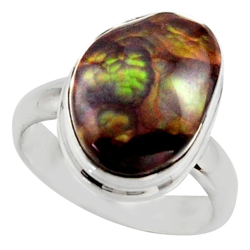 6.04cts natural mexican fire agate 925 silver solitaire ring size 6 r17042