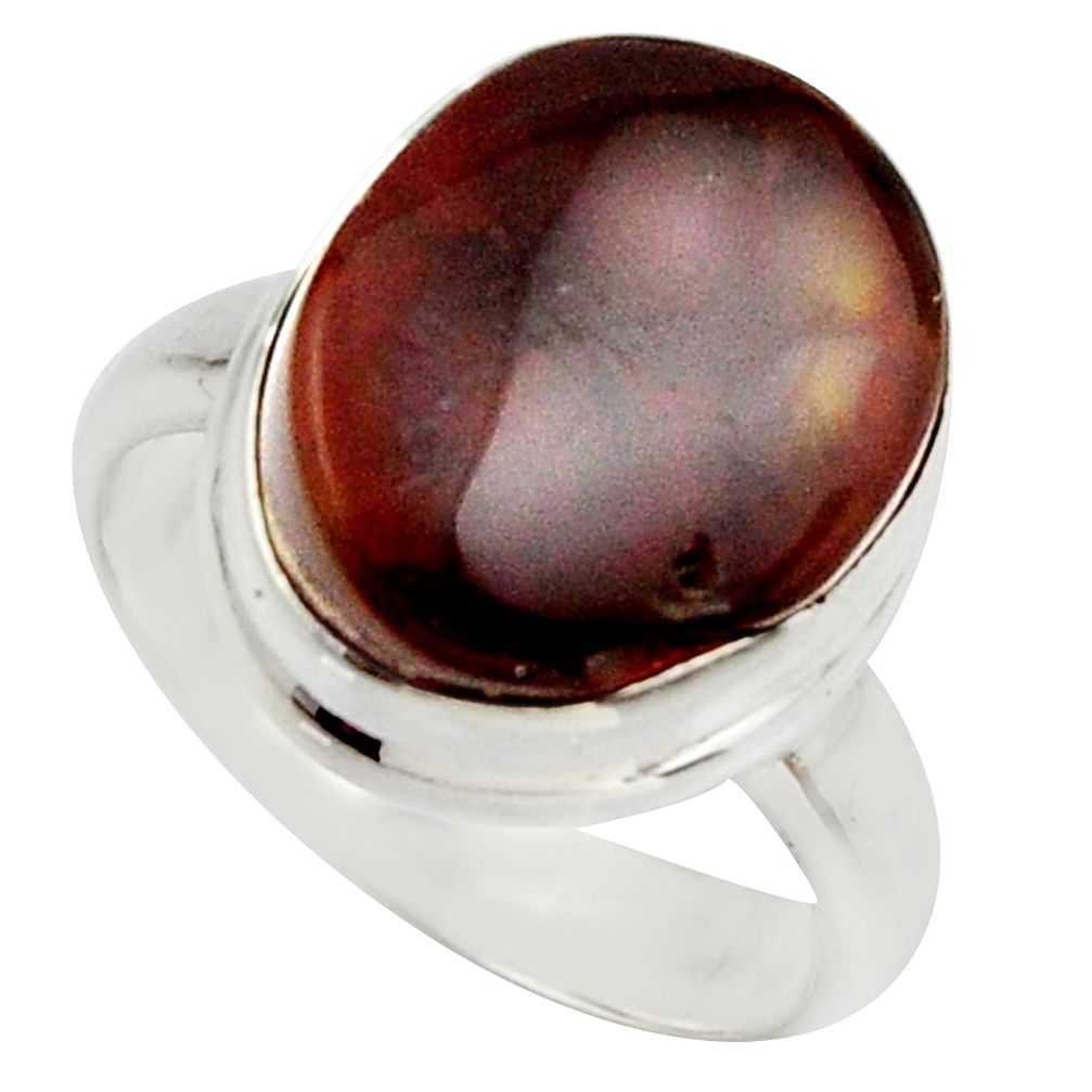 6.84cts natural mexican fire agate 925 silver solitaire ring size 6.5 r17049