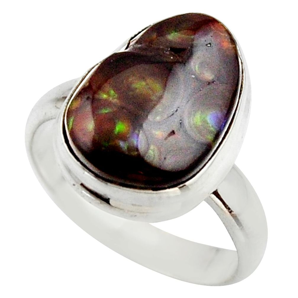 6.83cts natural mexican fire agate 925 silver solitaire ring size 8 r17054