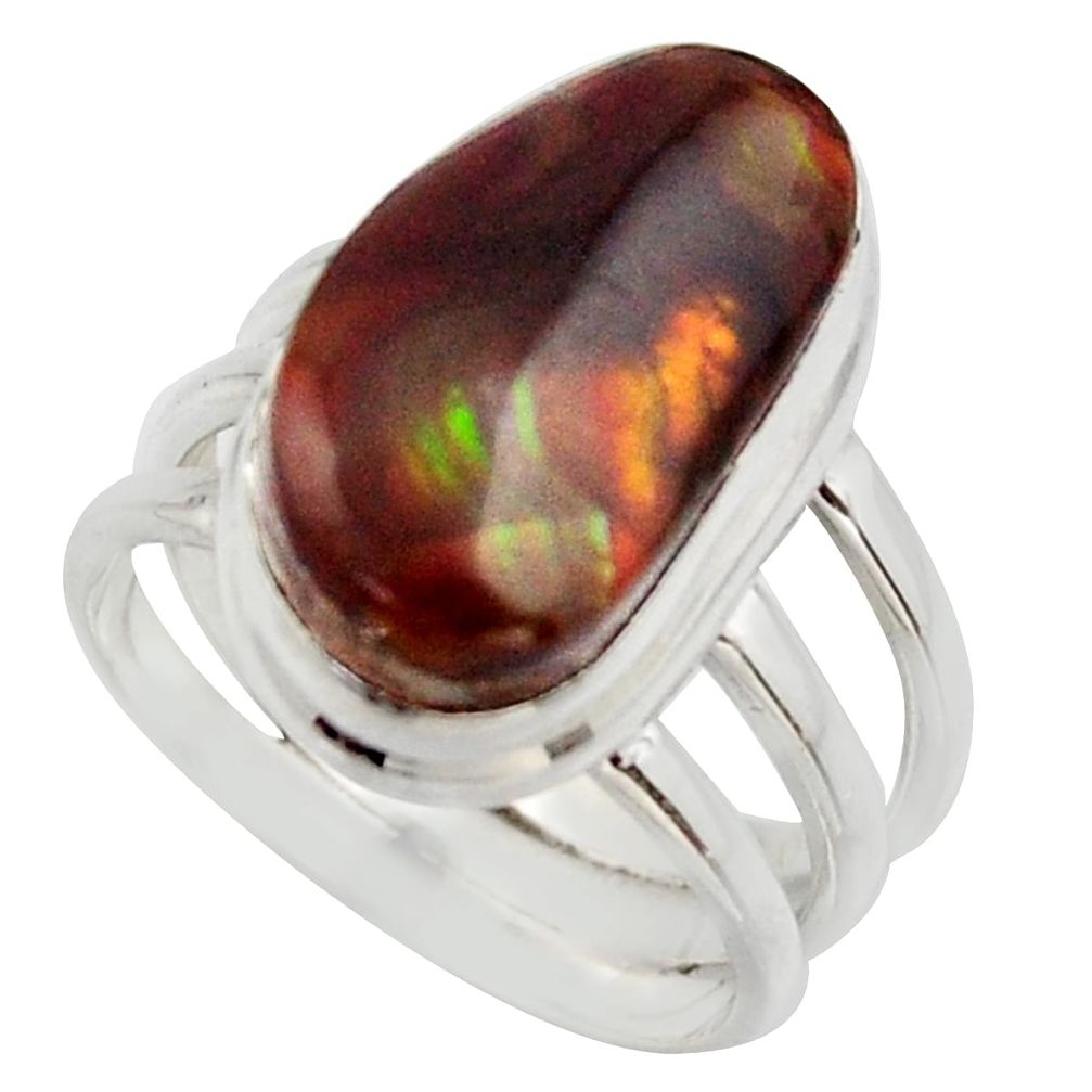 6.89cts natural mexican fire agate 925 silver solitaire ring size 6.5 r17057