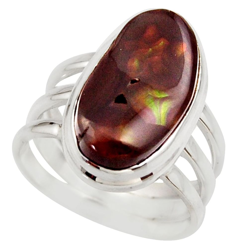 7.36cts natural mexican fire agate 925 silver solitaire ring size 7.5 r17058