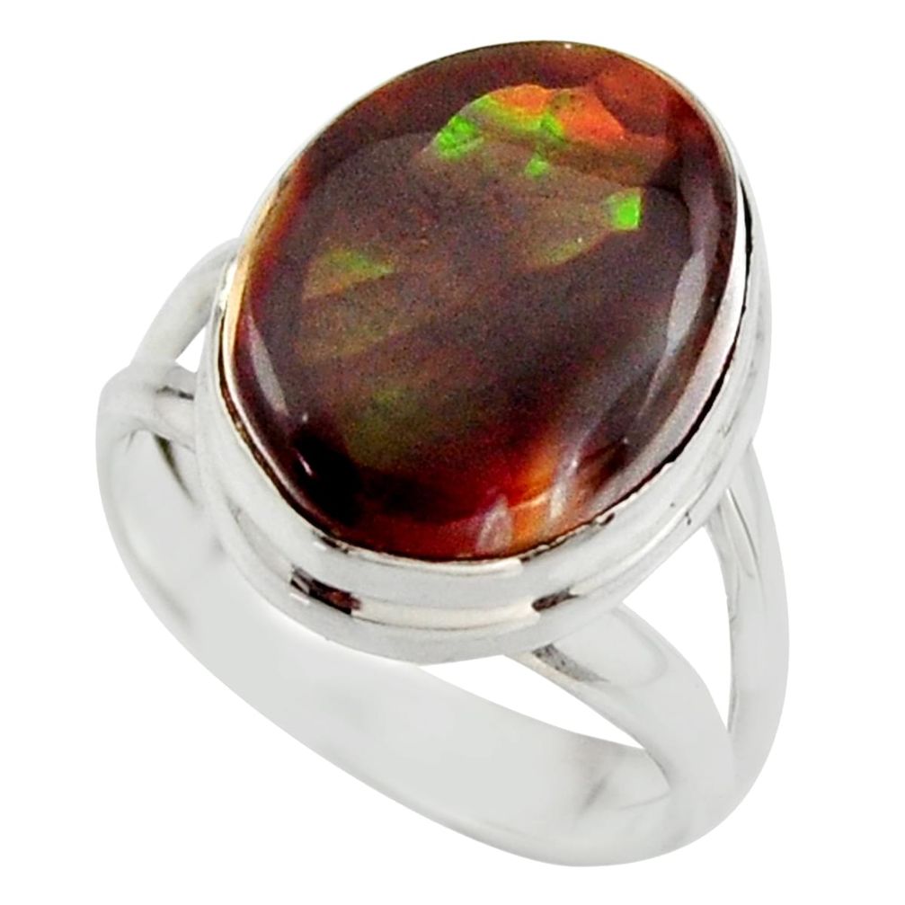 925 silver 6.84cts natural mexican fire agate fancy solitaire ring size 6 r17059