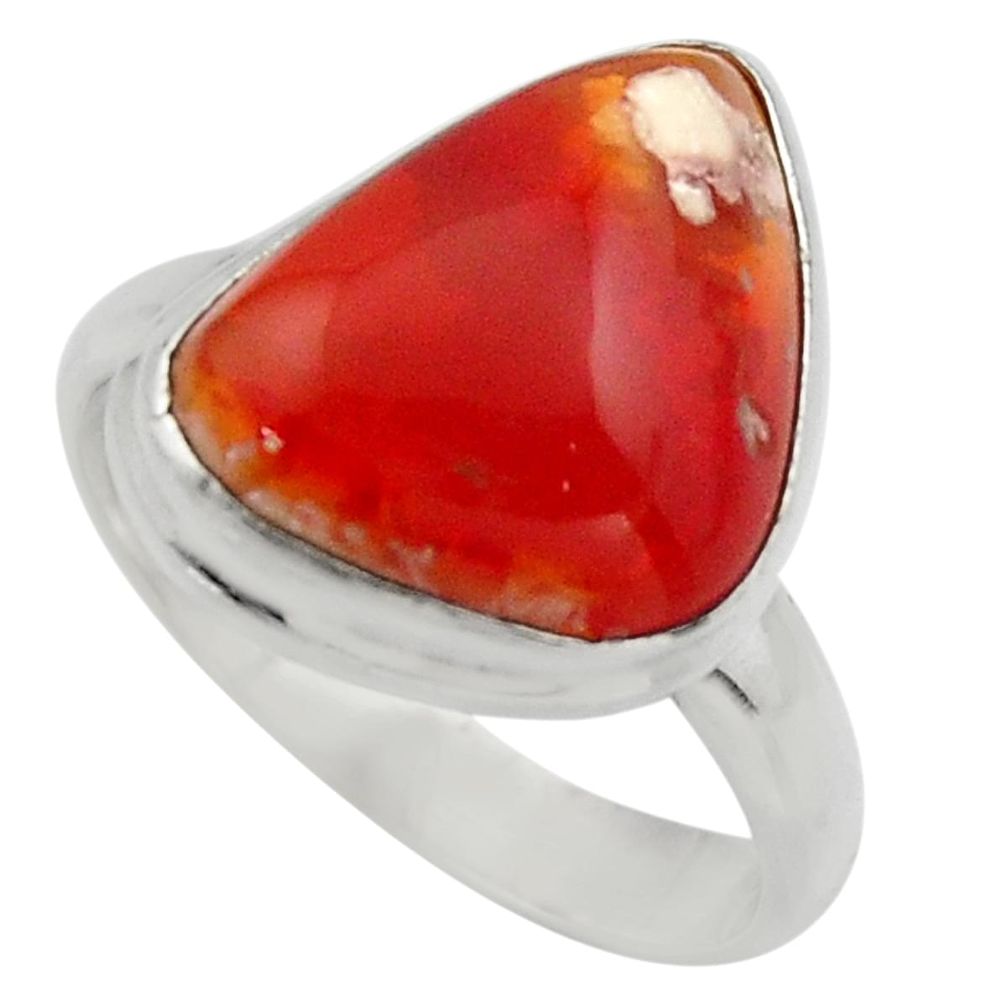 925 silver 10.41cts natural mexican fire opal fancy solitaire ring size 9 r17106