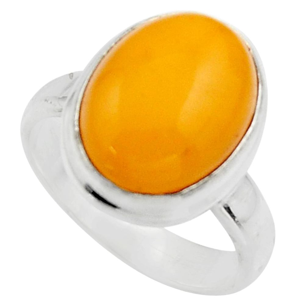 5.10cts natural yellow amber bone 925 silver solitaire ring size 6 r17129