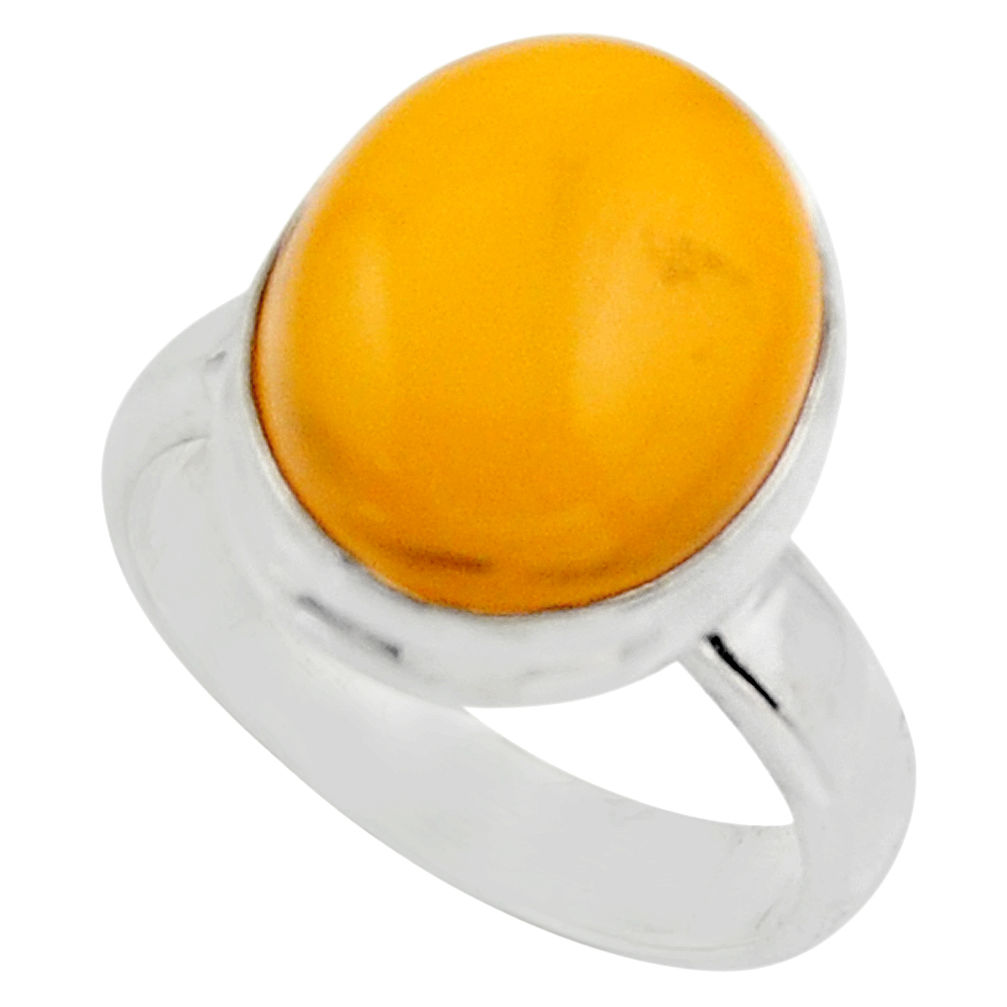 5.23cts natural yellow amber bone 925 silver solitaire ring size 6 r17137