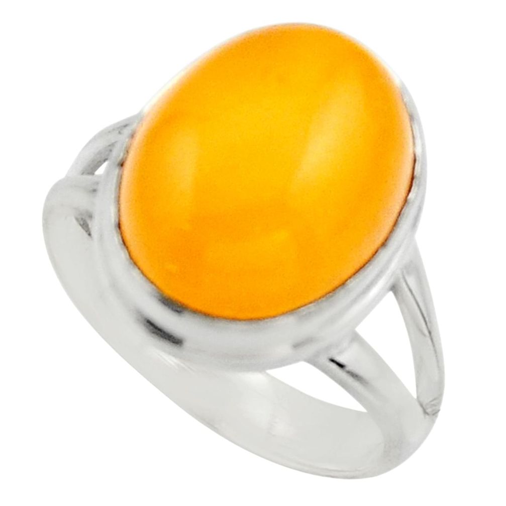 925 silver 6.02cts natural yellow amber bone oval solitaire ring size 7 r17138