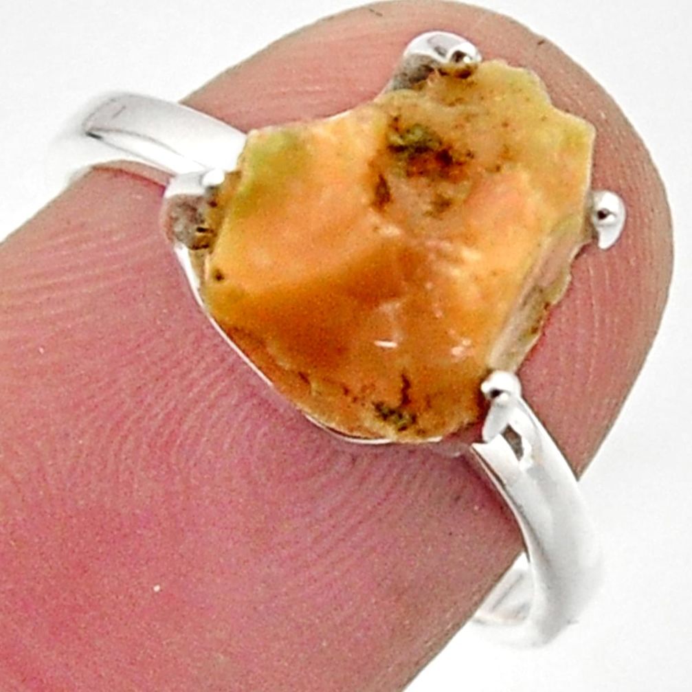 4.30cts natural ethiopian opal rough 925 silver solitaire ring size 7 r17179