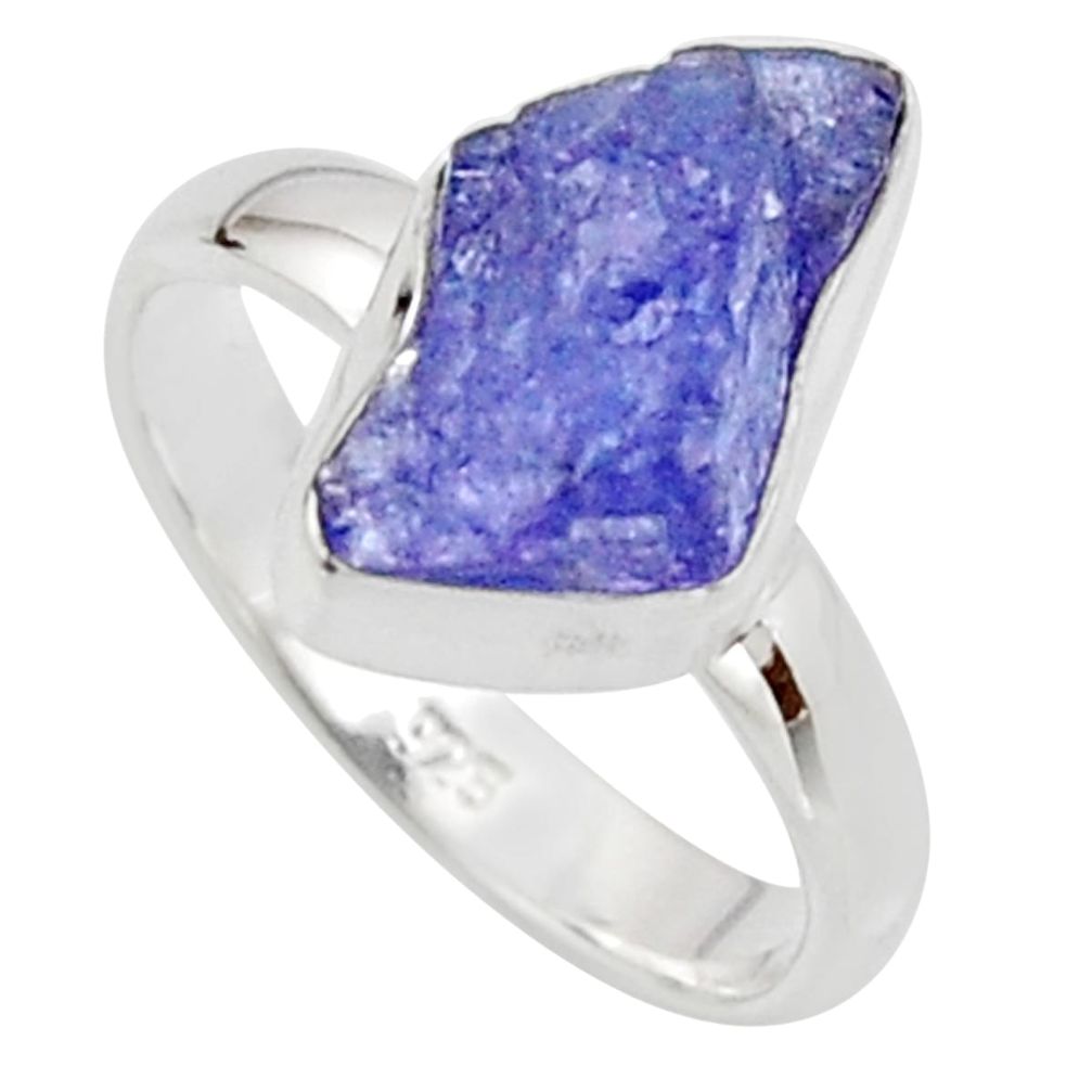 925 silver 5.45cts natural blue iolite rough fancy solitaire ring size 6 r17209