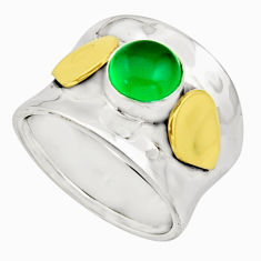 Clearance Sale- 2.63cts natural green chalcedony 925 silver gold solitaire ring size 7 r17401