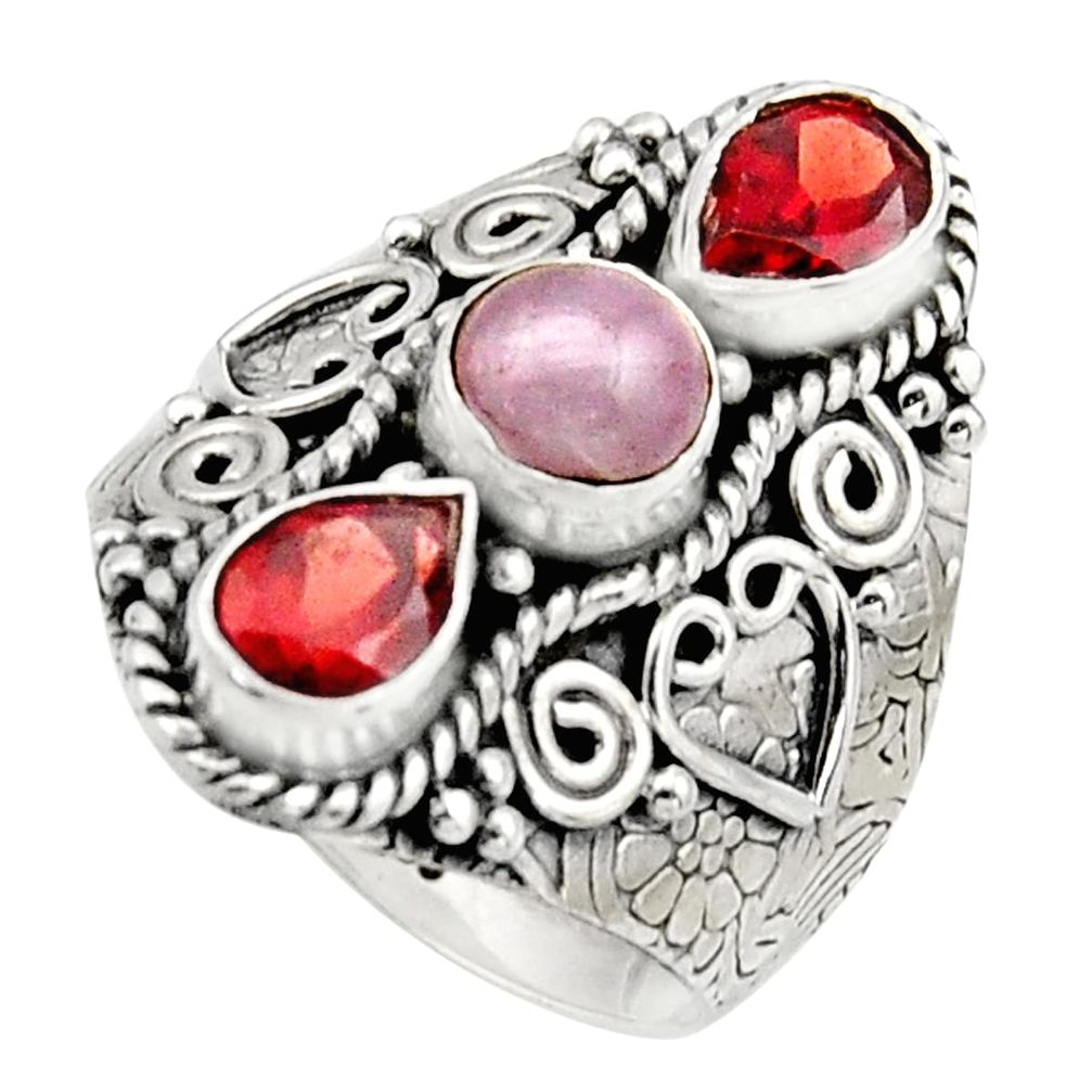 4.35cts natural pink morganite garnet 925 sterling silver ring size 8.5 r17441