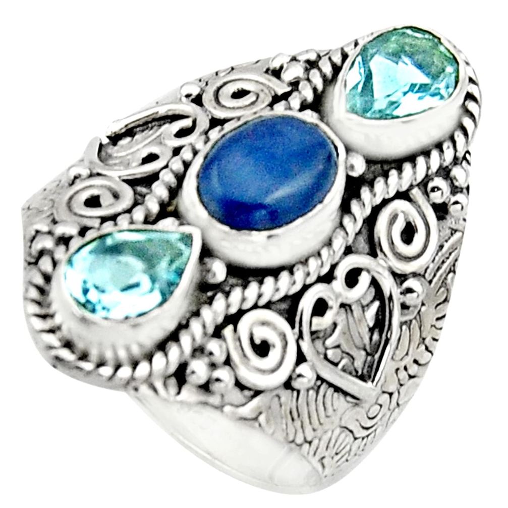 5.17cts natural blue kyanite topaz 925 sterling silver ring size 9 r17451