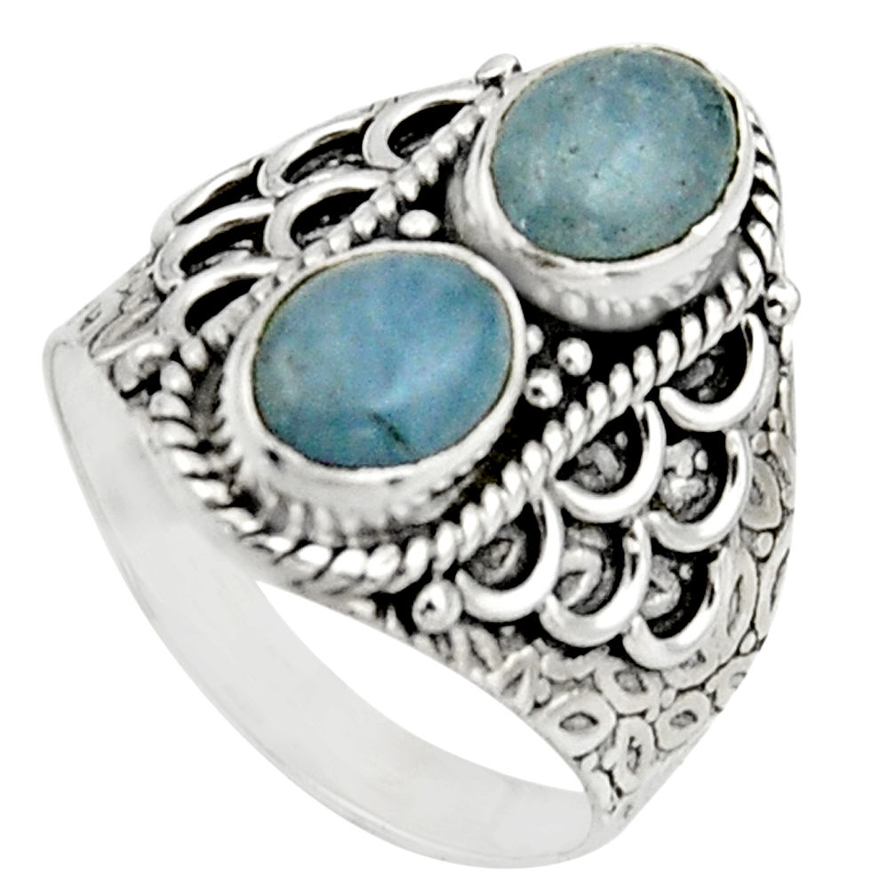 3.01cts natural blue aquamarine 925 sterling silver ring jewelry size 8 r17483