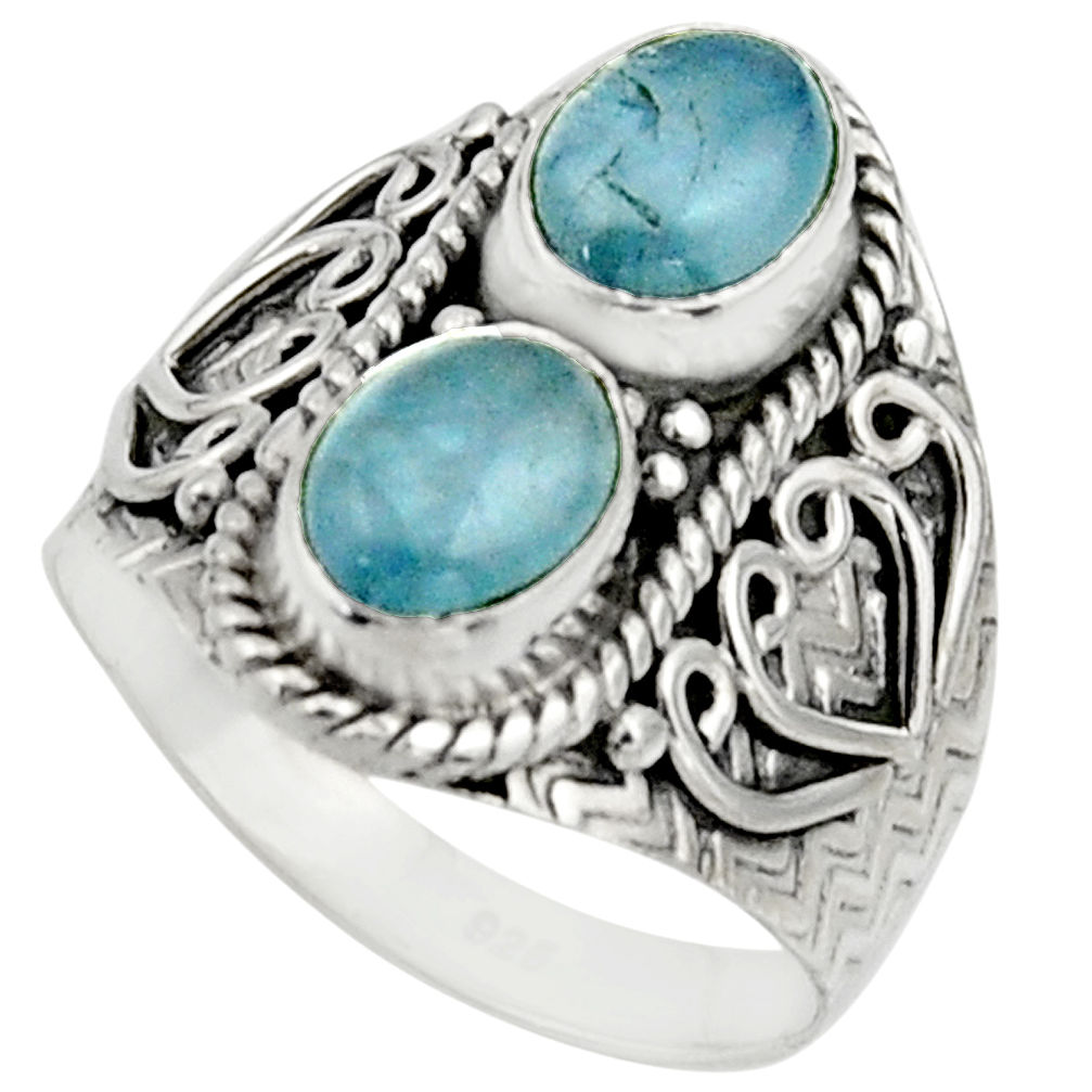 3.16cts natural blue aquamarine 925 sterling silver ring jewelry size 8 r17497