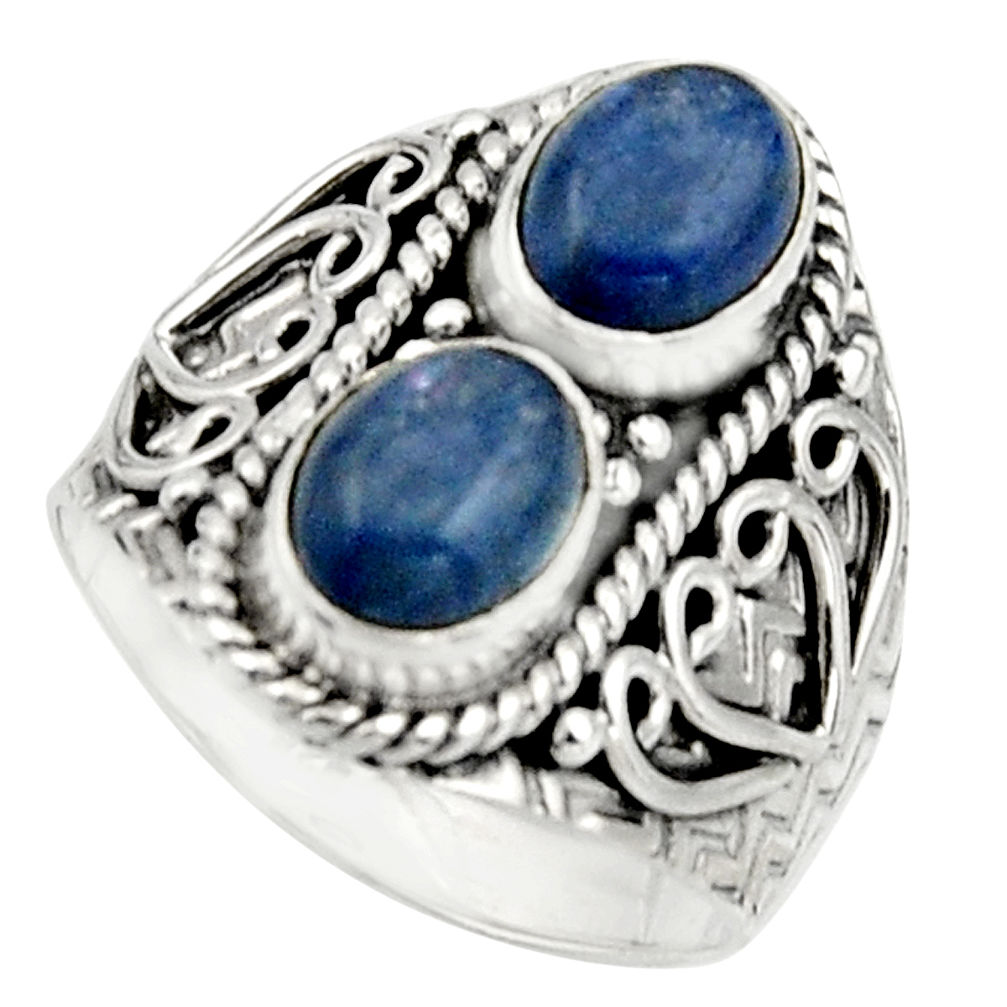 3.41cts natural blue kyanite 925 sterling silver ring jewelry size 7.5 r17508