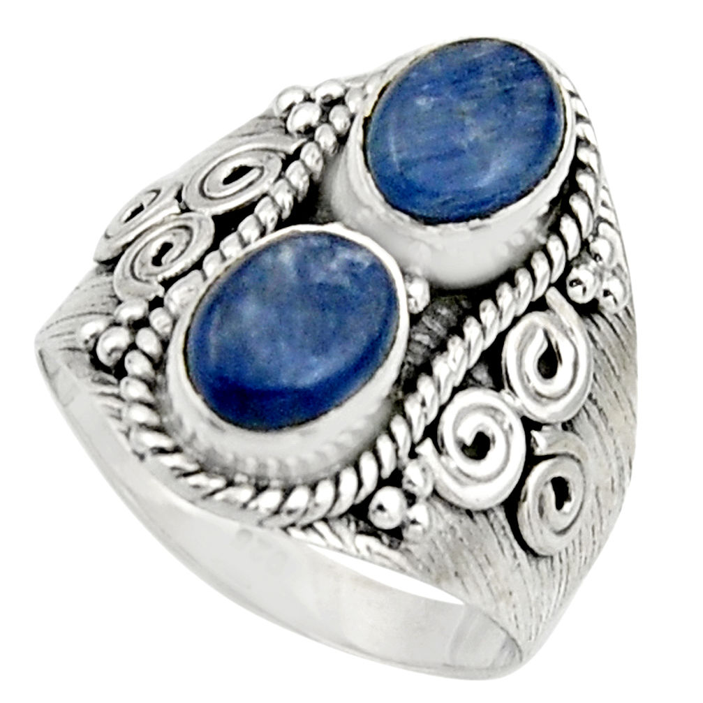 3.16cts natural blue kyanite 925 sterling silver ring jewelry size 7.5 r17516