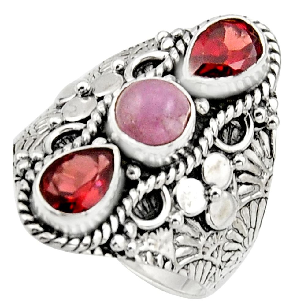 925 sterling silver 4.68cts natural pink morganite garnet ring size 8.5 r17536