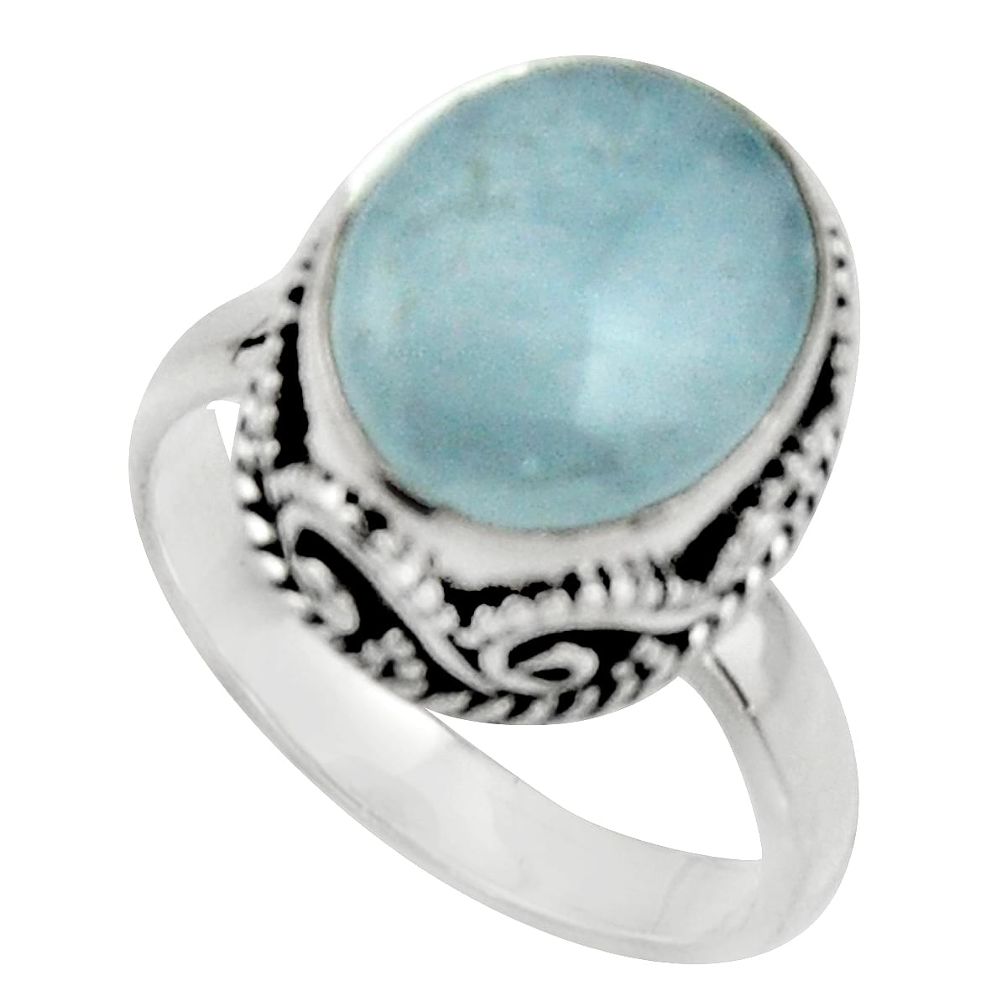 5.20cts natural blue aquamarine 925 silver solitaire ring jewelry size 7 r17564