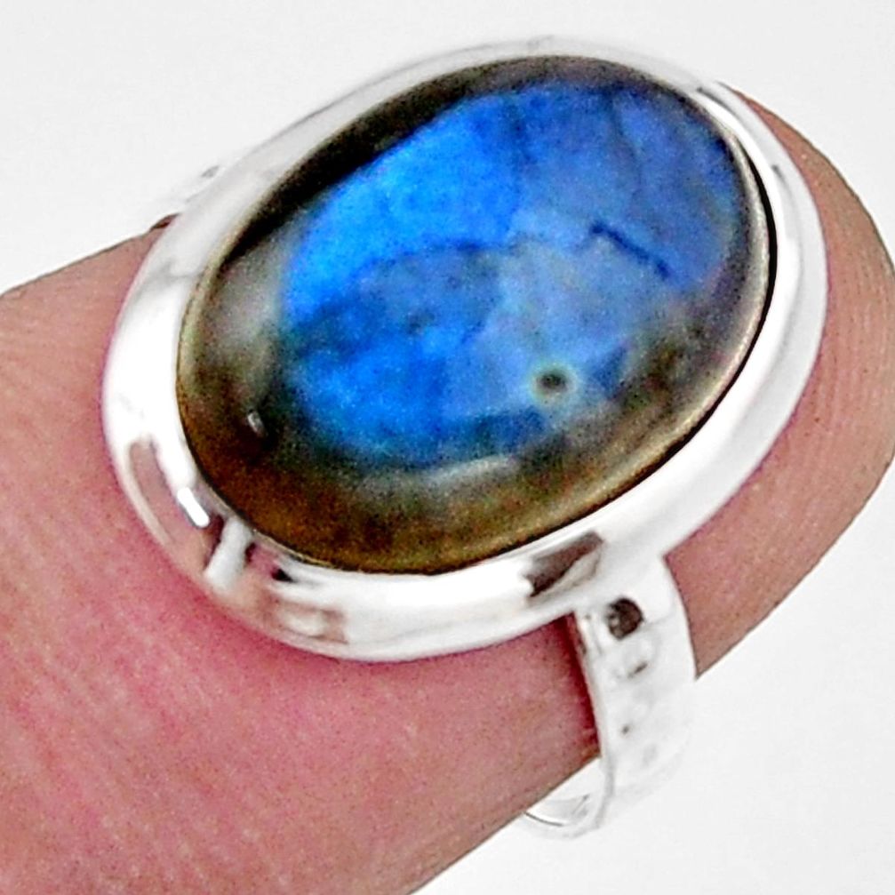 6.03cts natural blue labradorite 925 silver solitaire ring jewelry size 6 r17901