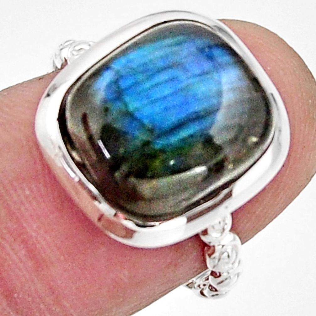 4.67cts natural blue labradorite 925 silver solitaire ring jewelry size 7 r17906