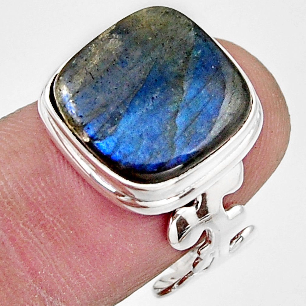 8.03cts natural blue labradorite 925 silver solitaire ring jewelry size 7 r17907