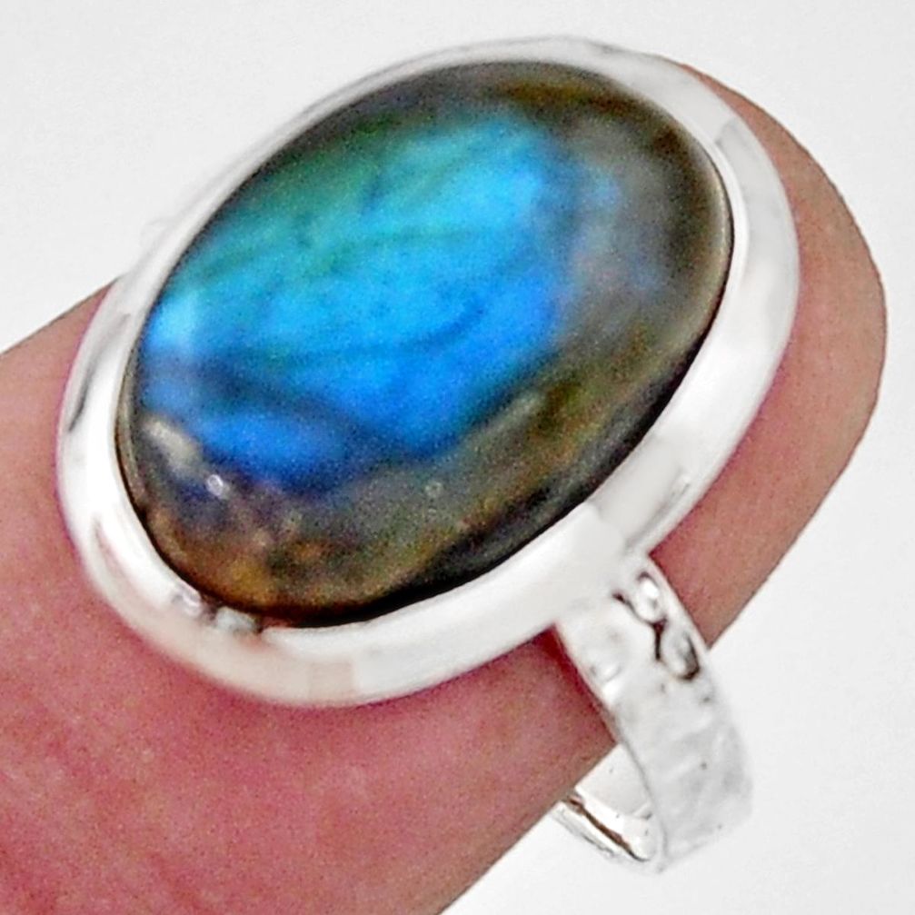 6.57cts natural blue labradorite 925 silver solitaire ring jewelry size 8 r17909