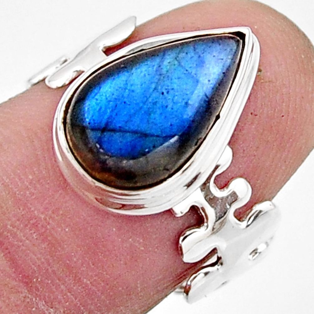 4.69cts natural blue labradorite 925 silver solitaire ring jewelry size 7 r17911