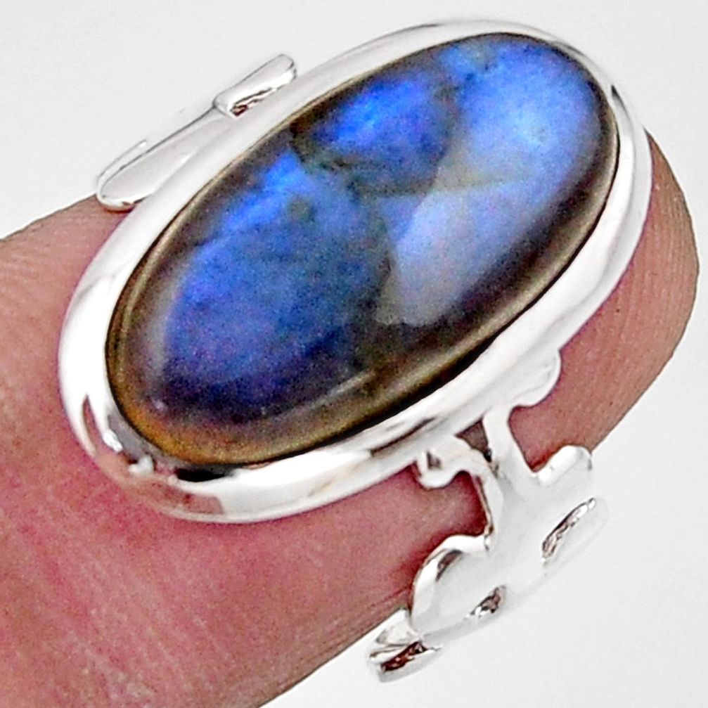 925 silver 7.82cts natural blue labradorite solitaire ring jewelry size 7 r17913
