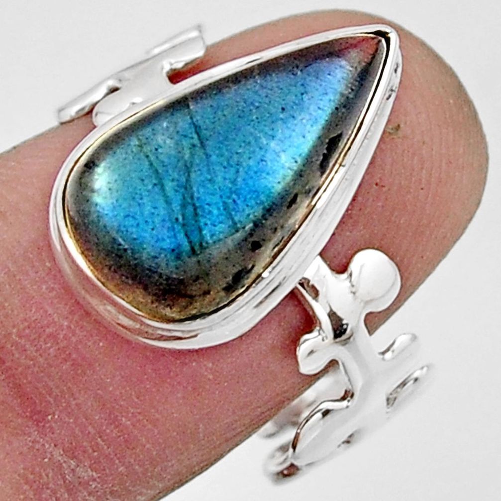7.33cts natural blue labradorite 925 silver solitaire ring jewelry size 8 r17914