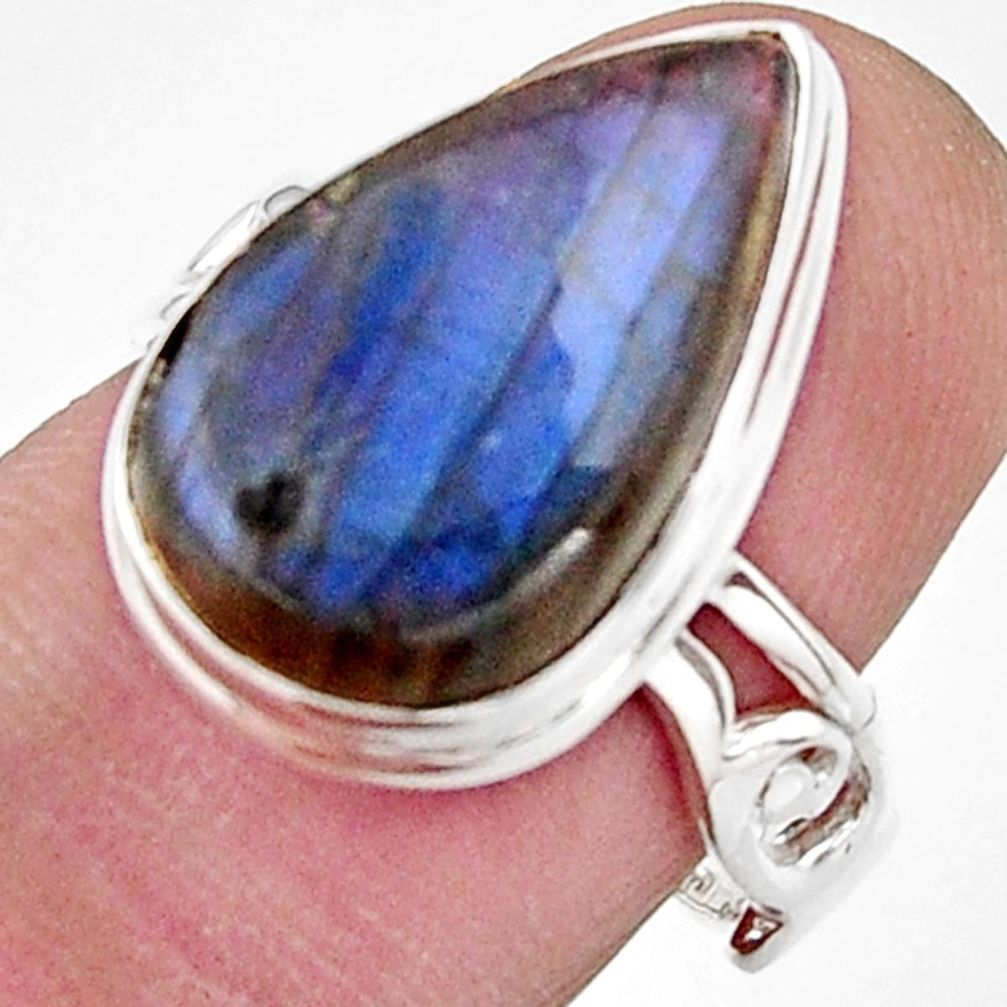 6.93cts natural blue labradorite 925 silver solitaire ring jewelry size 7 r17915