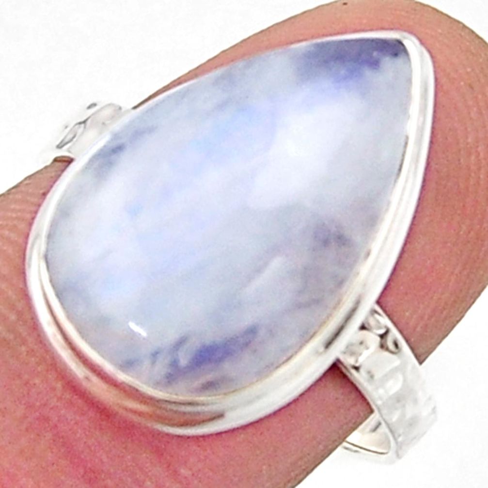 925 silver 8.84cts natural rainbow moonstone pear solitaire ring size 8 r17937