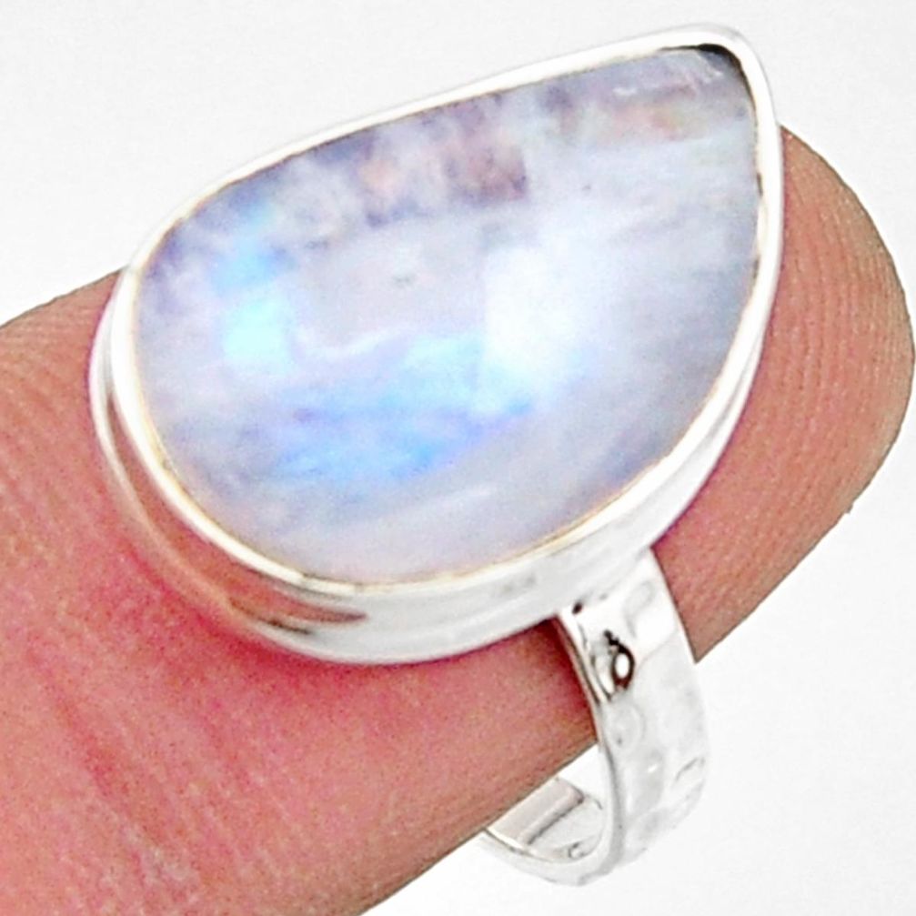 9.18cts natural rainbow moonstone 925 silver solitaire ring size 8 r17941