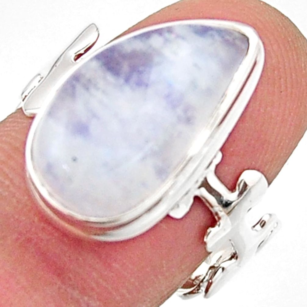 7.89cts natural rainbow moonstone 925 silver solitaire ring size 8 r17950