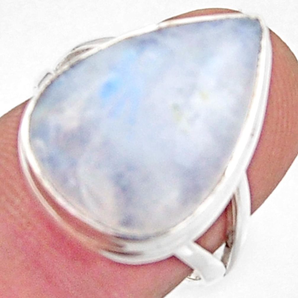 925 silver 13.15cts natural rainbow moonstone pear solitaire ring size 7 r17956