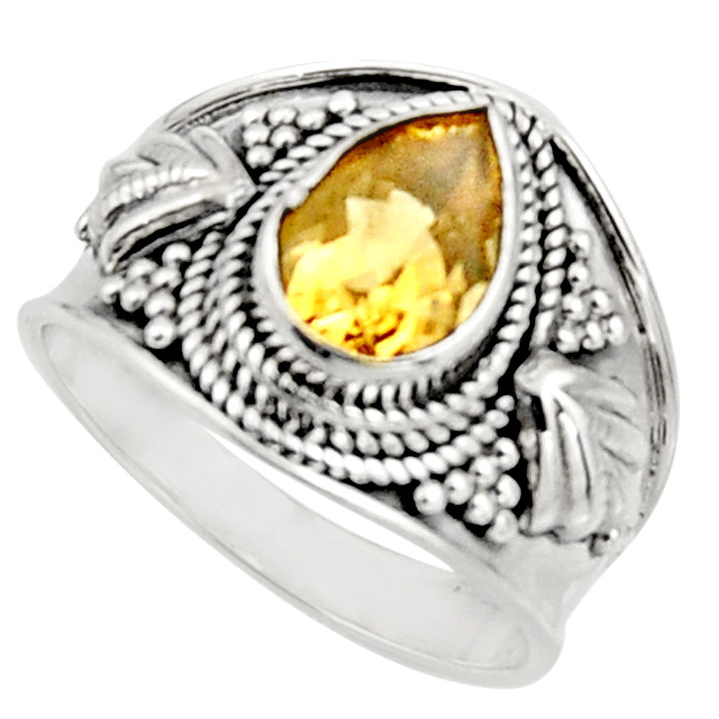 2.44cts natural yellow citrine 925 silver solitaire ring jewelry size 8 r18101