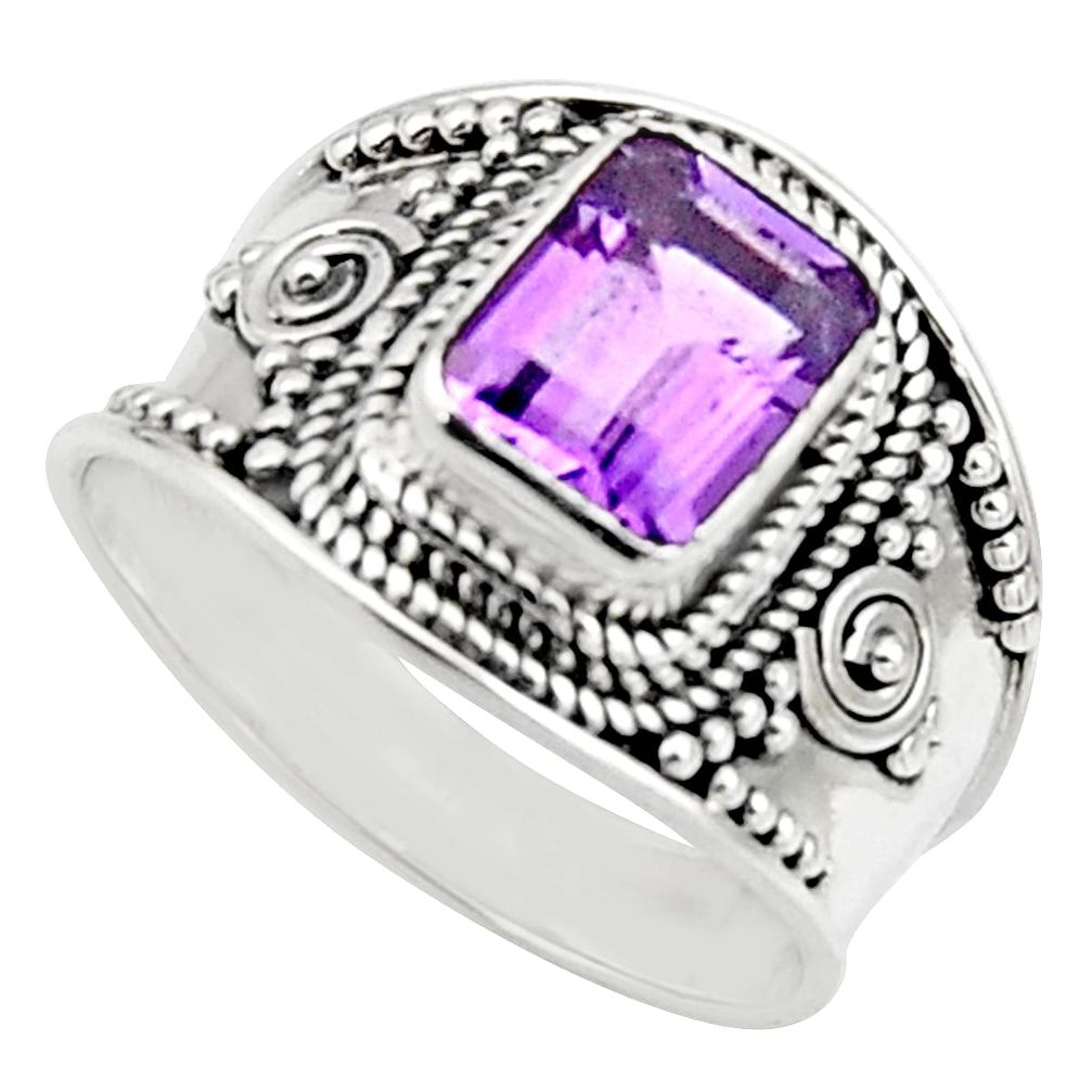 3.29cts natural purple amethyst 925 silver solitaire ring jewelry size 9 r18127