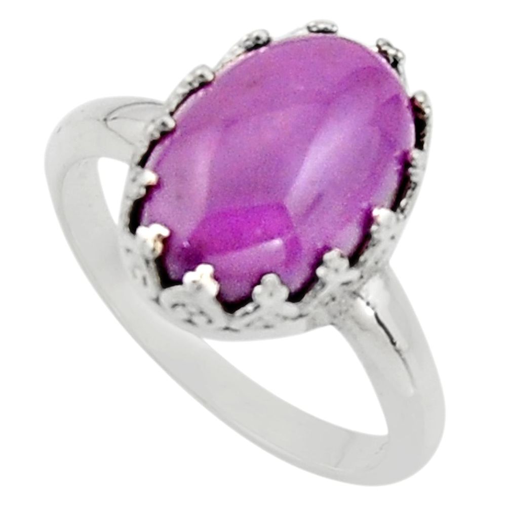 925 silver 6.48cts natural purple phosphosiderite solitaire ring size 9 r18128