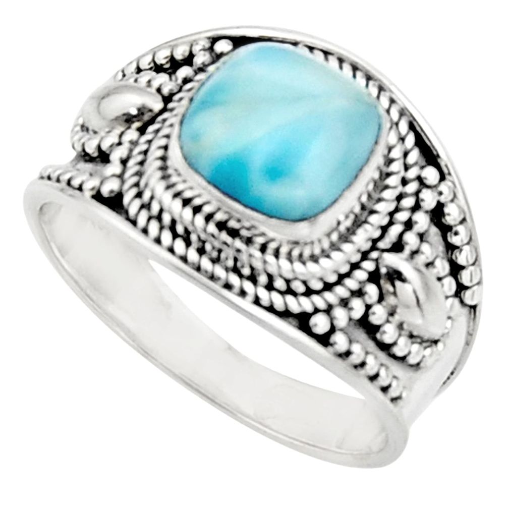 3.01cts natural blue larimar 925 silver solitaire ring jewelry size 8.5 r18138