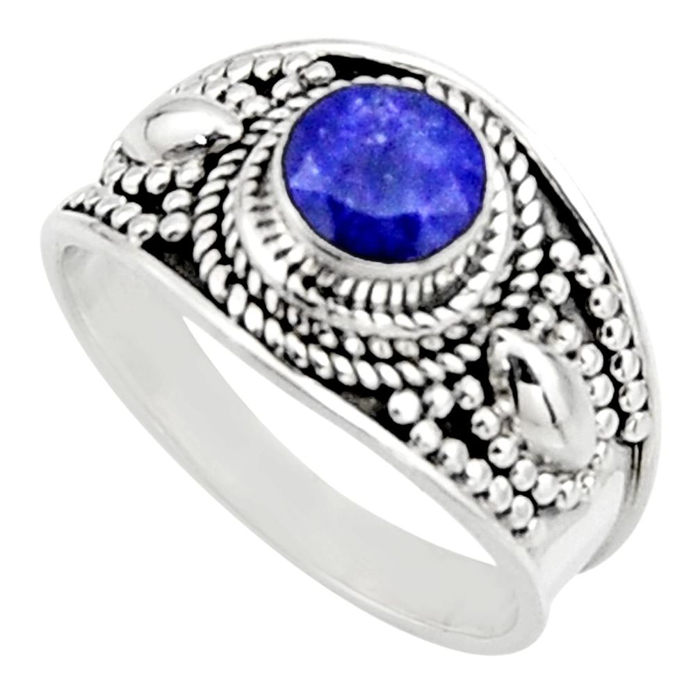 1.00cts natural blue sapphire 925 silver solitaire ring jewelry size 7.5 r18141