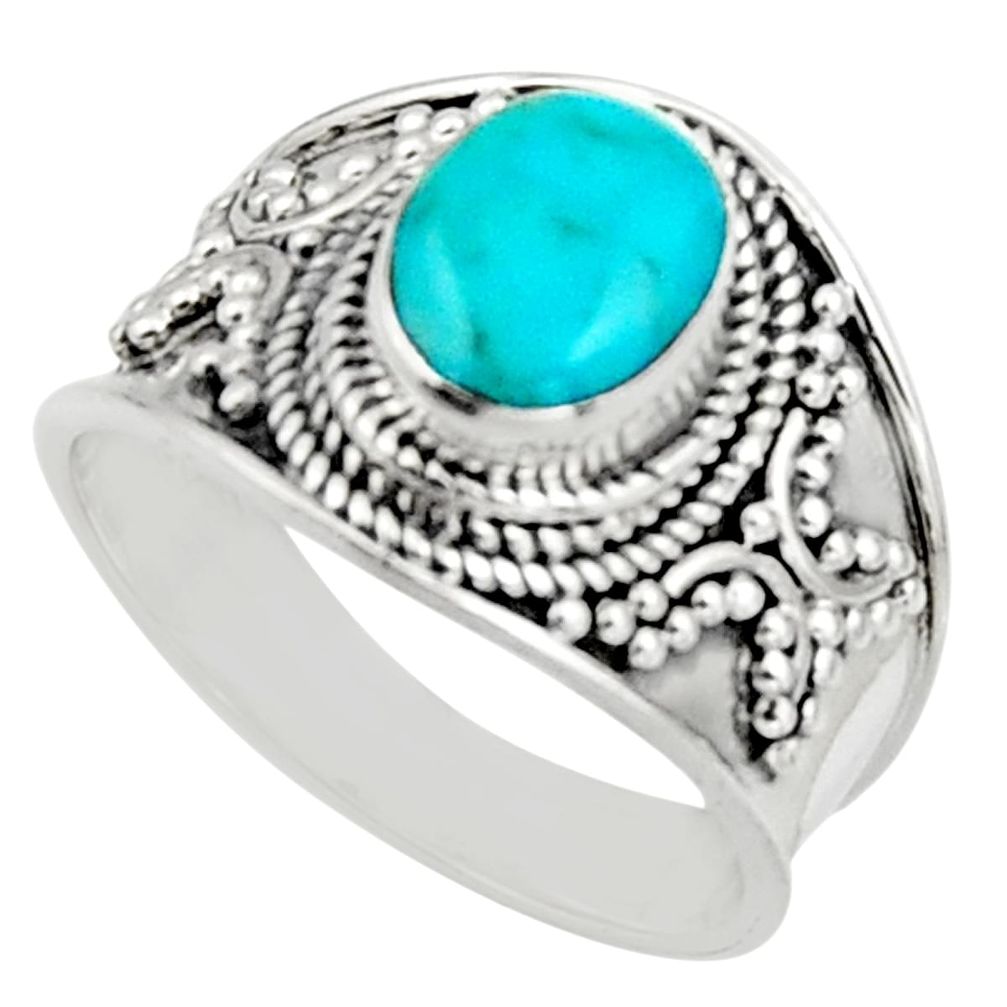 3.02cts natural blue chrysocolla 925 silver solitaire ring jewelry size 8 r18145