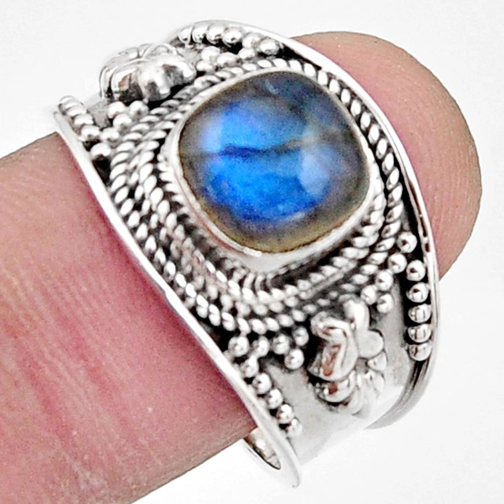 925 silver 3.01cts natural blue labradorite solitaire ring jewelry size 9 r18151