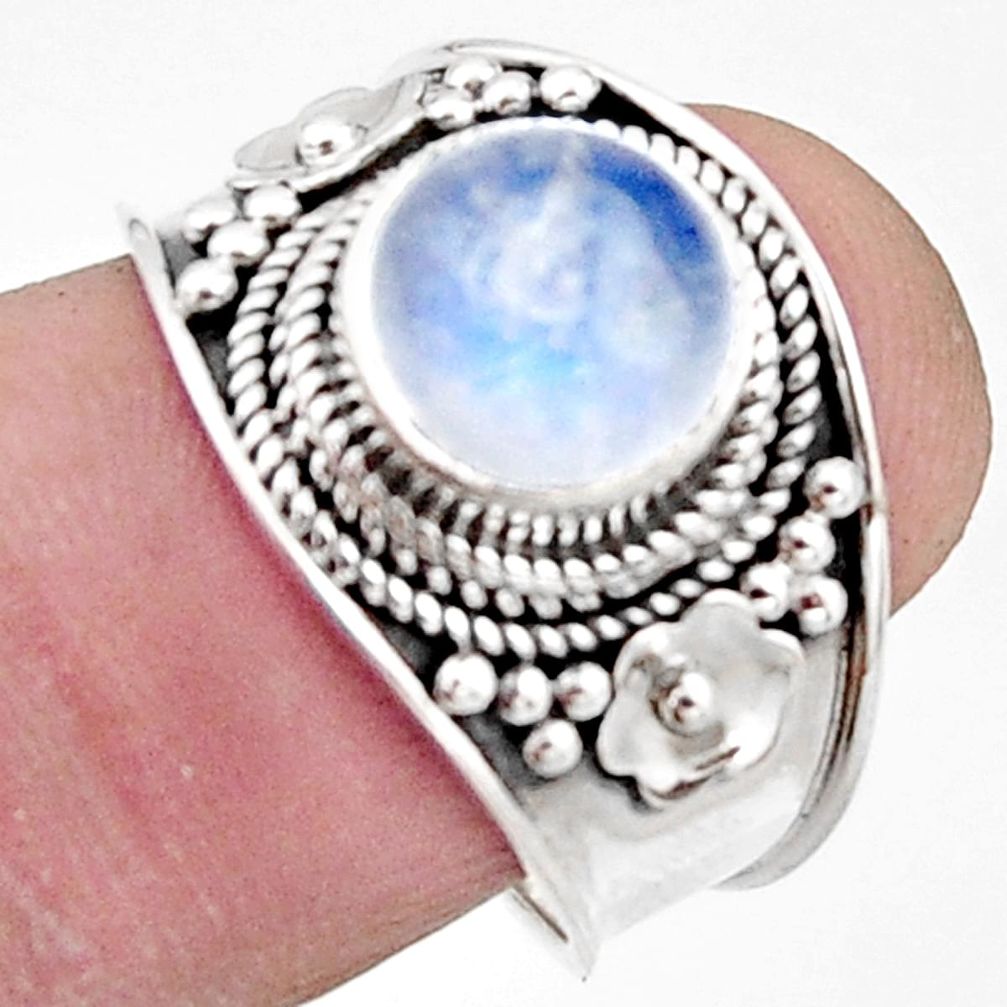 925 silver 2.97cts natural rainbow moonstone solitaire ring size 7.5 r18158