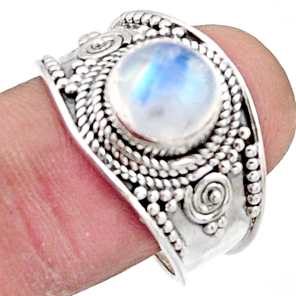 3.29cts natural rainbow moonstone 925 silver solitaire ring size 9 r18159