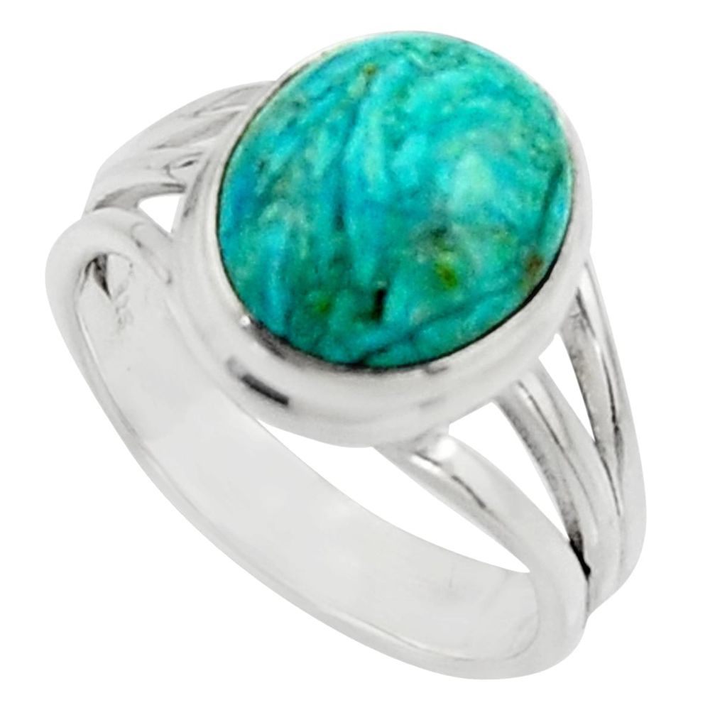 925 silver 5.13cts natural green opaline solitaire ring jewelry size 7.5 r18208