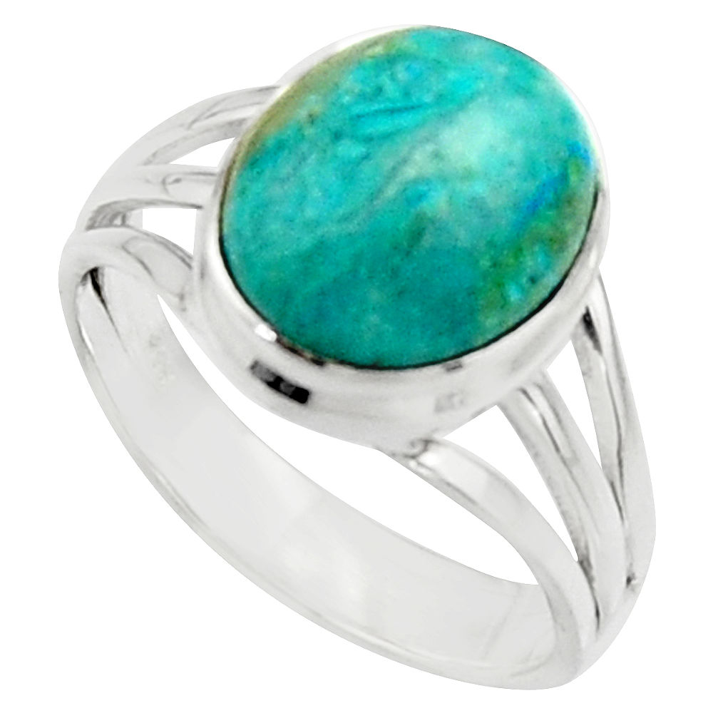 5.28cts natural green opaline 925 silver solitaire ring jewelry size 8 r18209
