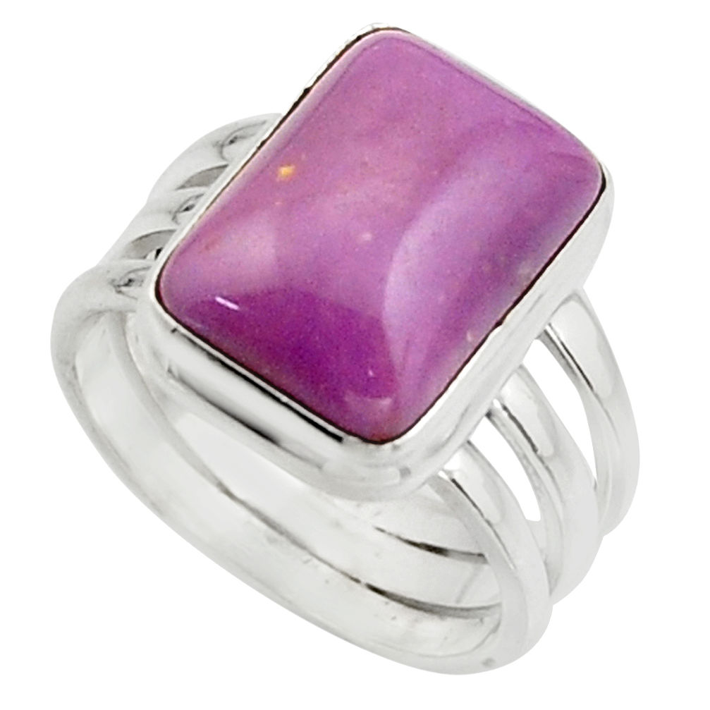 6.94cts natural purple phosphosiderite 925 silver solitaire ring size 7 r18236